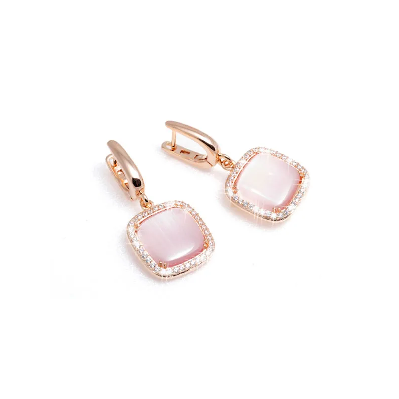 Orecchini Madi Laguna Luce con Quarzi Rosa e Zirconi