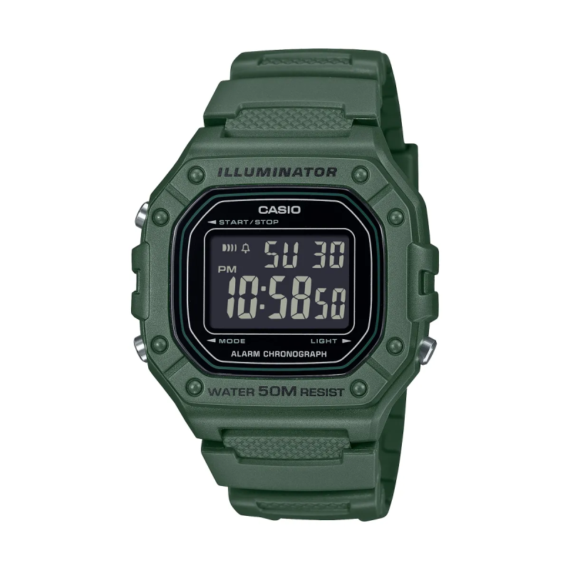 Orologio CASIO TIMELESS COLLECTION Mod. SPORT ILLUMINATOR WR 50M. ALARM. CHRONOGRAPH - ARMY GREEN Uomo