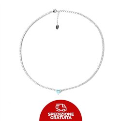 Collana Argento tennis zirconi con cuore