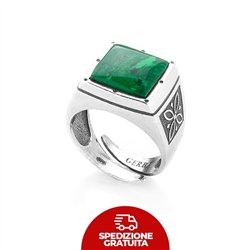 Anello Gerba Chevalier con pietra malachite verde smeraldo