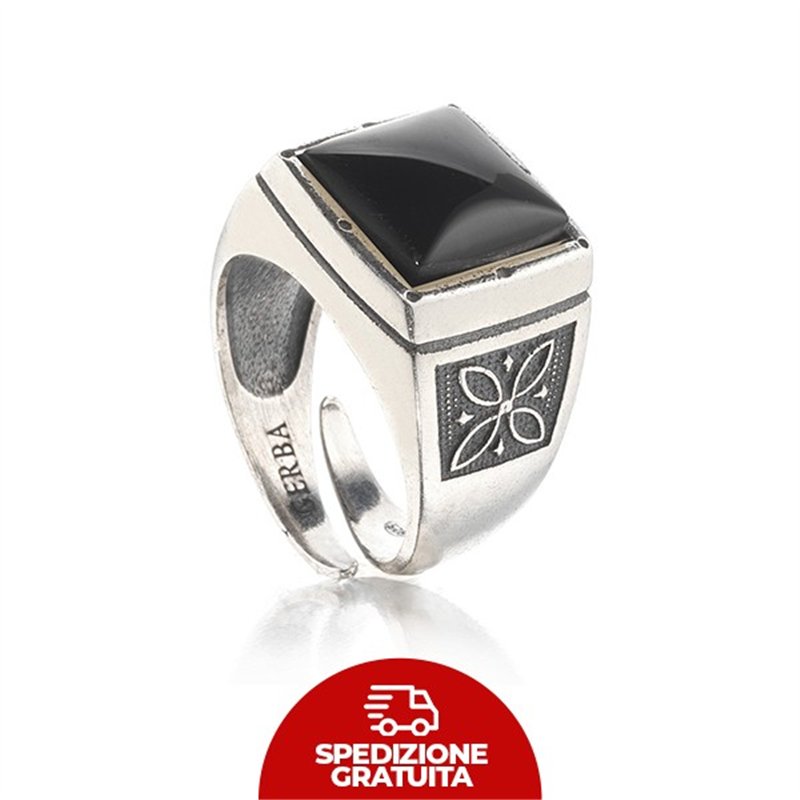 Anello Gerba Chevalier con pietra Onice nera