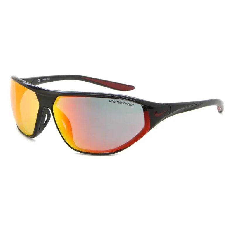 OCCHIALI DA SOLE UNISEX NIKE SUNGLASSES AERO SWIFT BLACK RED MIRROR - NIKE MAX OPTICS LENSES