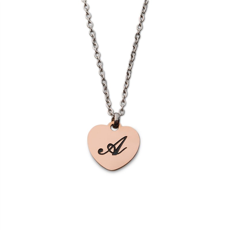 Collana con ciondolo cuore iniziale Rosè