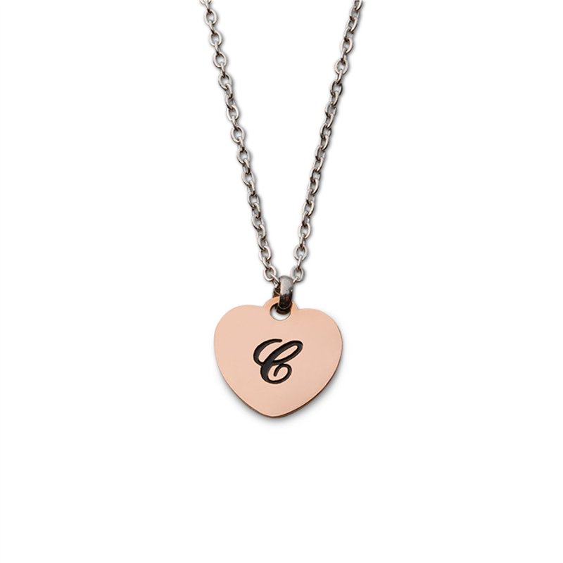 Collana con ciondolo cuore iniziale Rosè