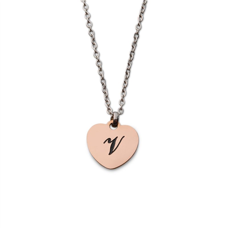 Collana con ciondolo cuore iniziale Rosè