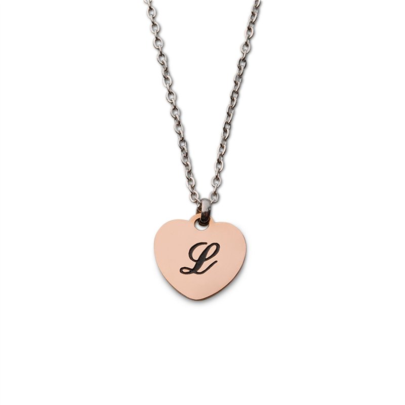 Collana con ciondolo cuore iniziale Rosè
