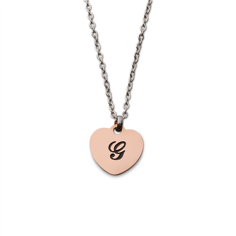 Collana con ciondolo cuore iniziale Rosè