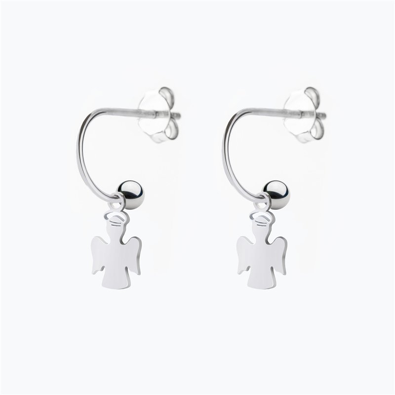 Orecchini Cerchietto Argento Angelo