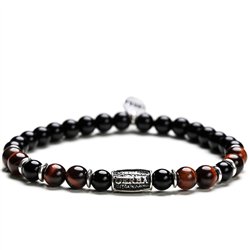 Bracciale Stone Red And Black occhio di tigre onice argento