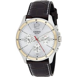 Orologio CASIO COLLECTION MULTIFUNCTION CALENDAR, LEATHER - SILVER Uomo