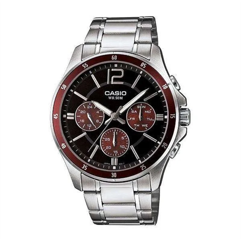Orologio CASIO COLLECTION MULTIFUNCTION CALENDAR - BLACK & BORDEAUX Uomo