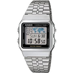 Orologio CASIO VINTAGE WORLD TIME - SILVER & BLACK Unisex