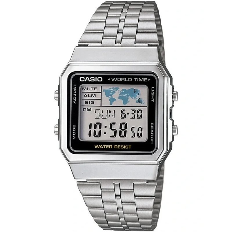 Orologio CASIO VINTAGE WORLD TIME - SILVER & BLACK Unisex