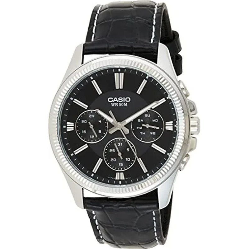 Orologio CASIO DAY DATE MULTIFUNCTION, LEATHER - BLACK Uomo