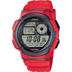 Orologio CASIO SPORT DIVER - WORLD TIME ILLUMINATOR 5 ALARMS, 10 YEARS BATTERY - RED Uomo
