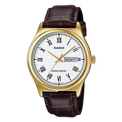 Orologio CASIO COLLECTION DAY DATE ROMANS, LEATHER - GOLD Uomo