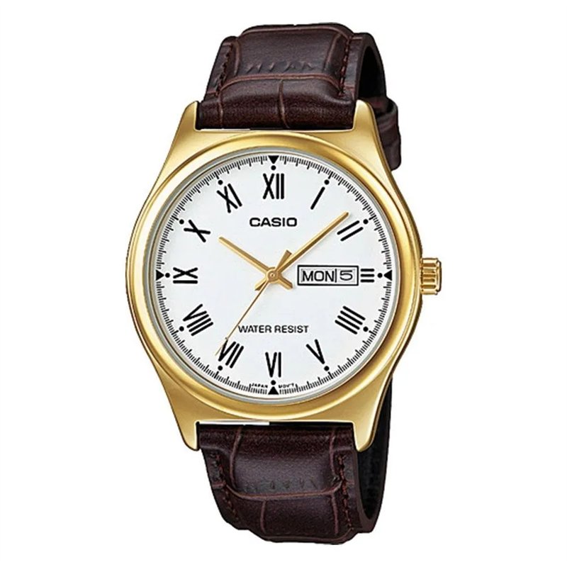 Orologio CASIO COLLECTION DAY DATE ROMANS, LEATHER - GOLD Uomo