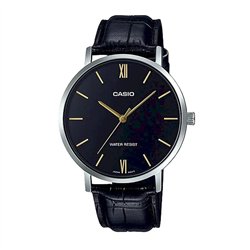 Orologio CASIO COLLECTION MINIMAL, LEATHER - BLACK Uomo