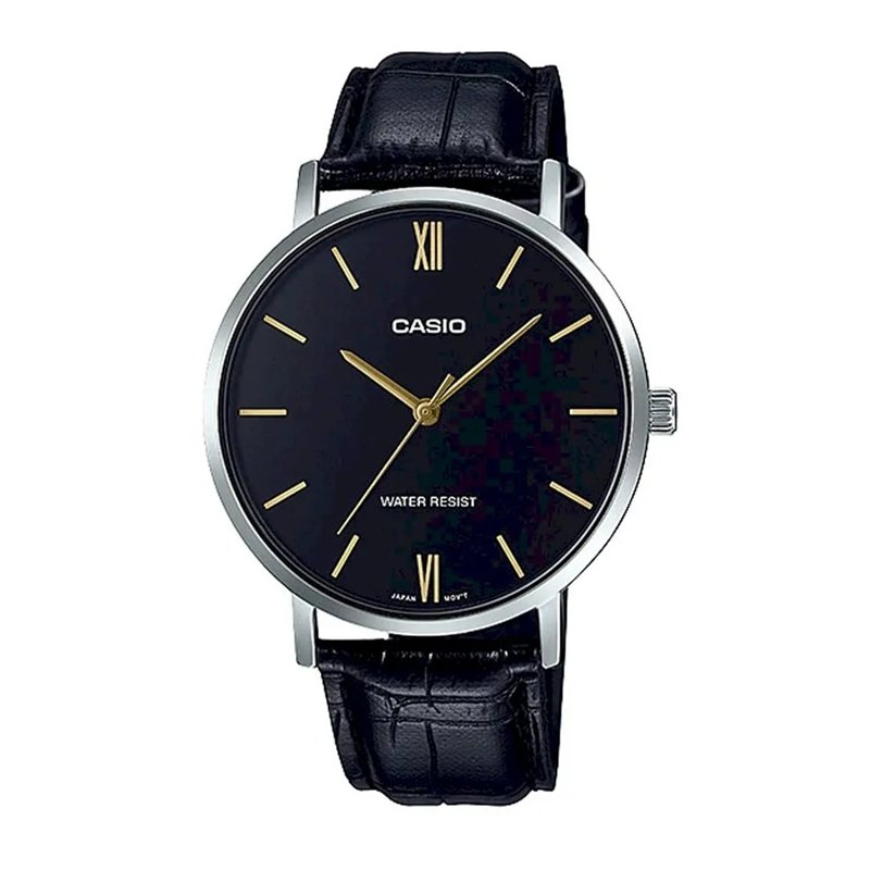 Orologio CASIO COLLECTION MINIMAL, LEATHER - BLACK Uomo