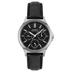 Orologio CASIO COLLECTION LADY MULTIFUNCTION, LEATHER - BLACK Donna
