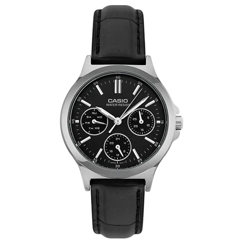 Orologio CASIO COLLECTION LADY MULTIFUNCTION, LEATHER - BLACK Donna