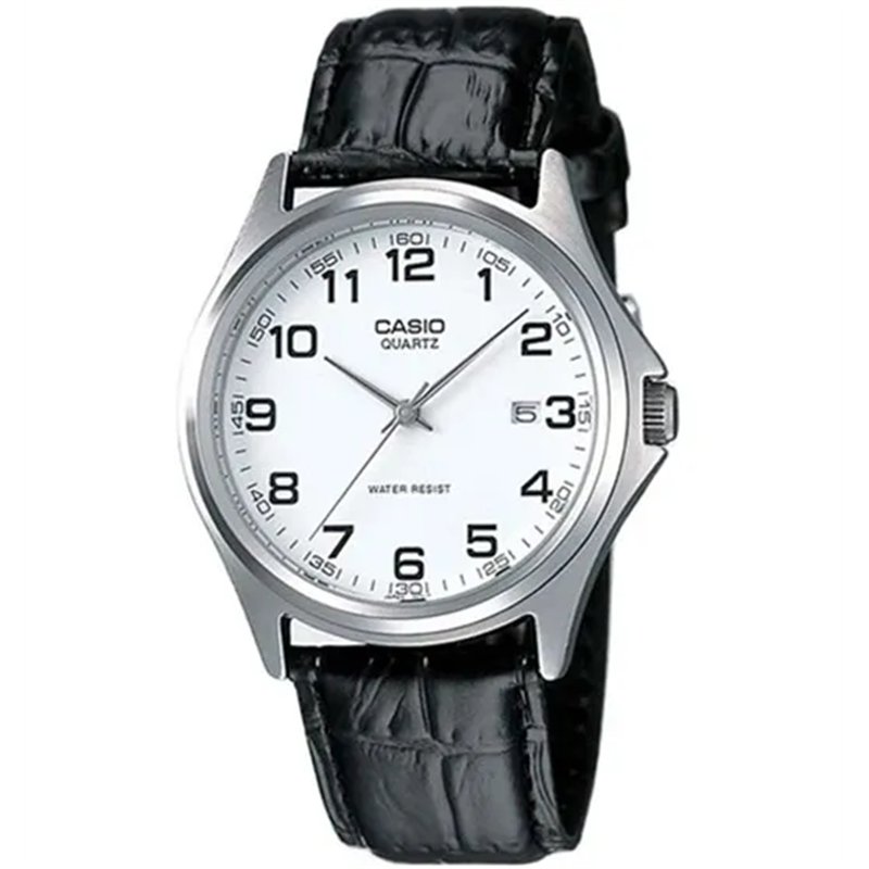 Orologio CASIO COLLECTION DATE - LEATHER, WHITE Uomo