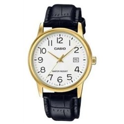 Orologio CASIO COLLECTION DATE GOLD, LEATHER - WHITE Uomo