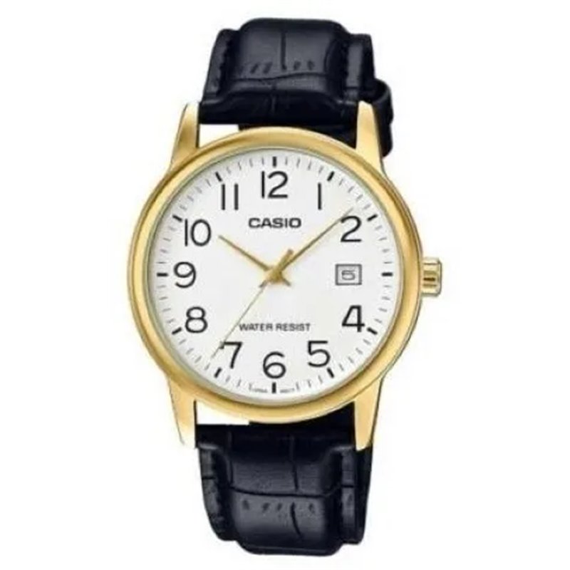 Orologio CASIO COLLECTION DATE GOLD, LEATHER - WHITE Uomo