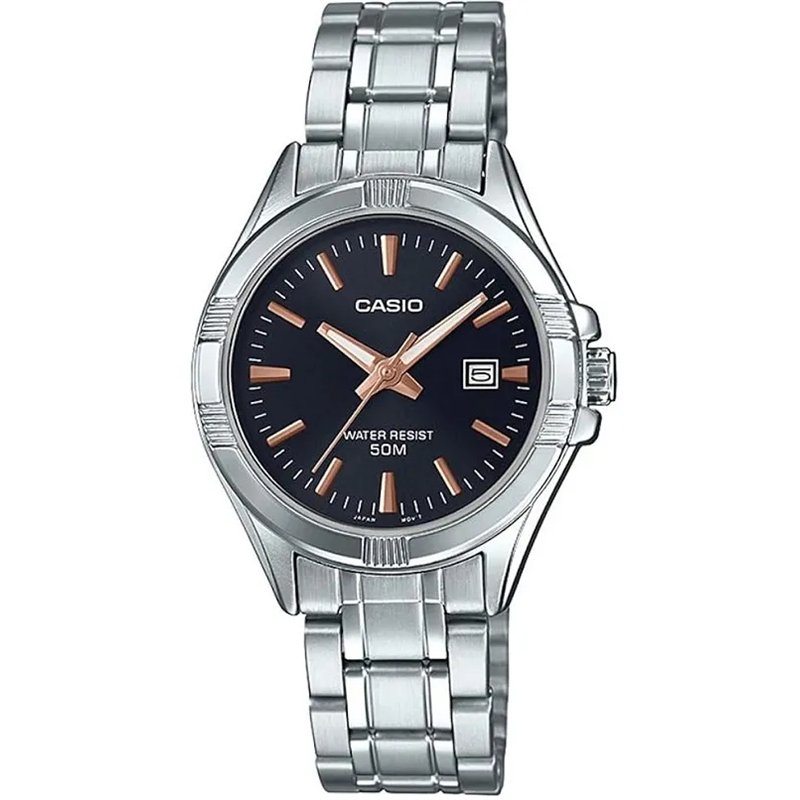 Orologio CASIO COLLECTION LADY DATE - BLACK, BRONZE INDEXES Donna