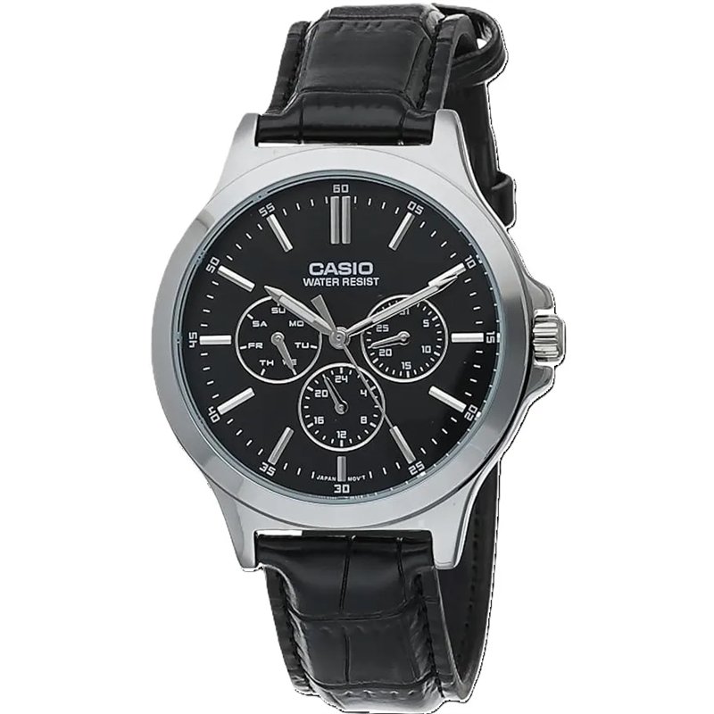 Orologio CASIO COLLECTION MULTIFUNCTION, LEATHER - BLACK Uomo