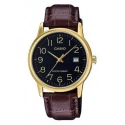 Orologio CASIO COLLECTION DATE GOLD, LEATHER - BLACK Uomo