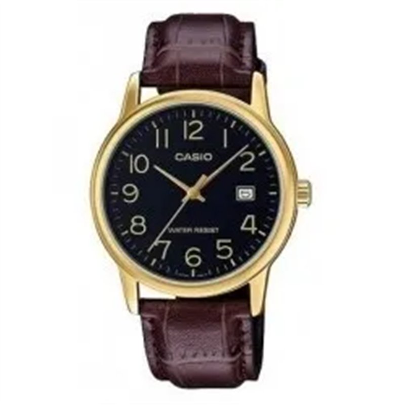 Orologio CASIO COLLECTION DATE GOLD, LEATHER - BLACK Uomo