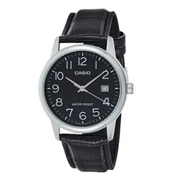 Orologio CASIO COLLECTION DATE, LEATHER - BLACK Uomo