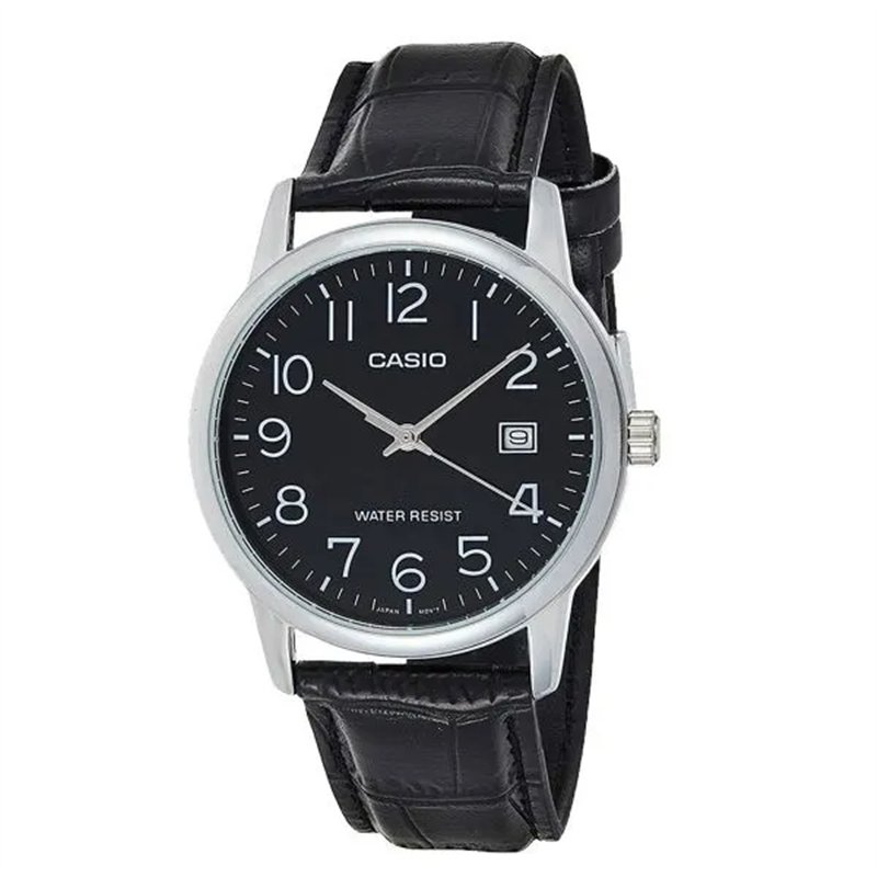 Orologio CASIO COLLECTION DATE, LEATHER - BLACK Uomo