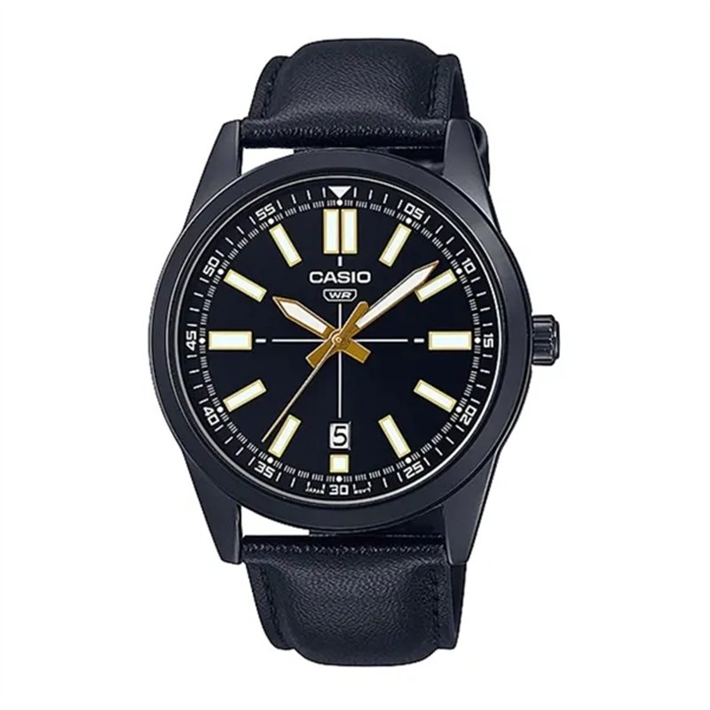 Orologio CASIO COLLECTION CASUAL DATE - LEATHER, FULL BLACK Uomo