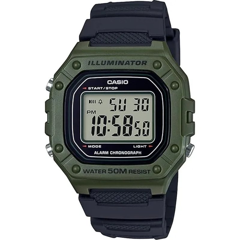 Orologio â€‹CASIO TIMELESS COLLECTION SPORT ILLUMINATOR WR 50M, ALARM, CHRONOGRAPH - ARMY GREEN Uomo