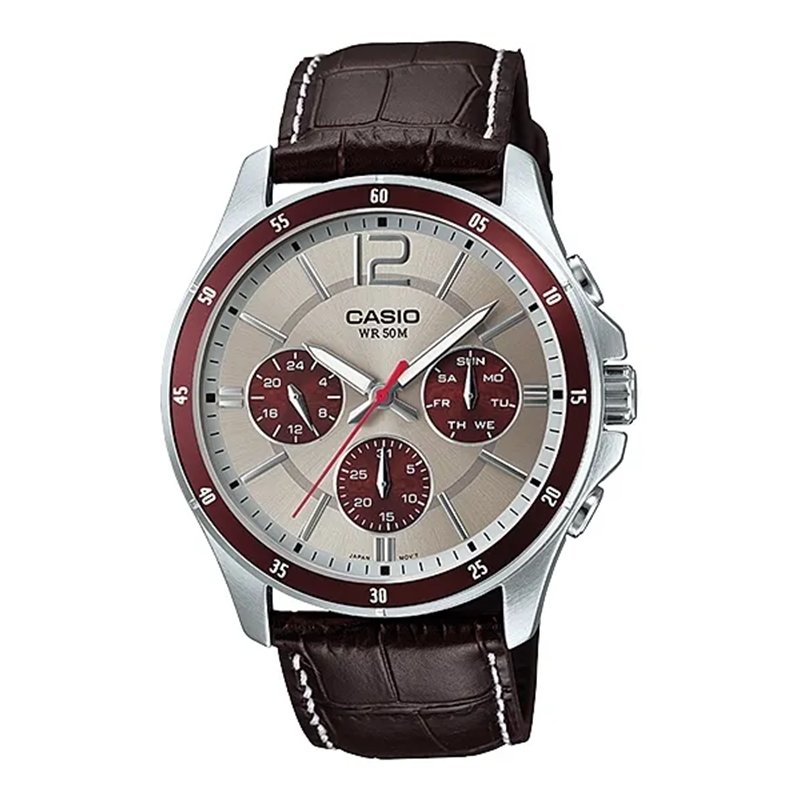 Orologio CASIO COLLECTION MULTIFUNCTION CALENDAR, LEATHER - TWO TONES Uomo