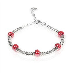 Bracciale Baby Silver Argento e pietre in Ceramica corallo