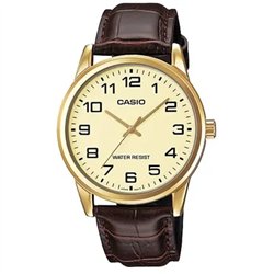 Orologio CASIO COLLECTION ONLY TIME GOLD, LEATHER - CHAMPAGNE Uomo