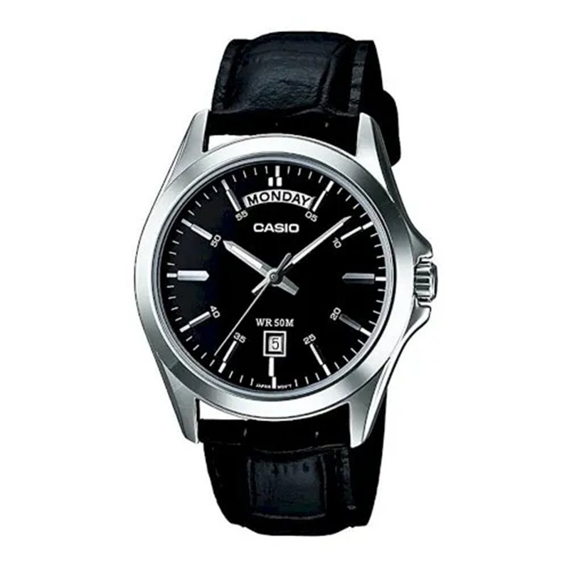Orologio CASIO COLLECTION DAY DATE LEATHER - BLACK Uomo