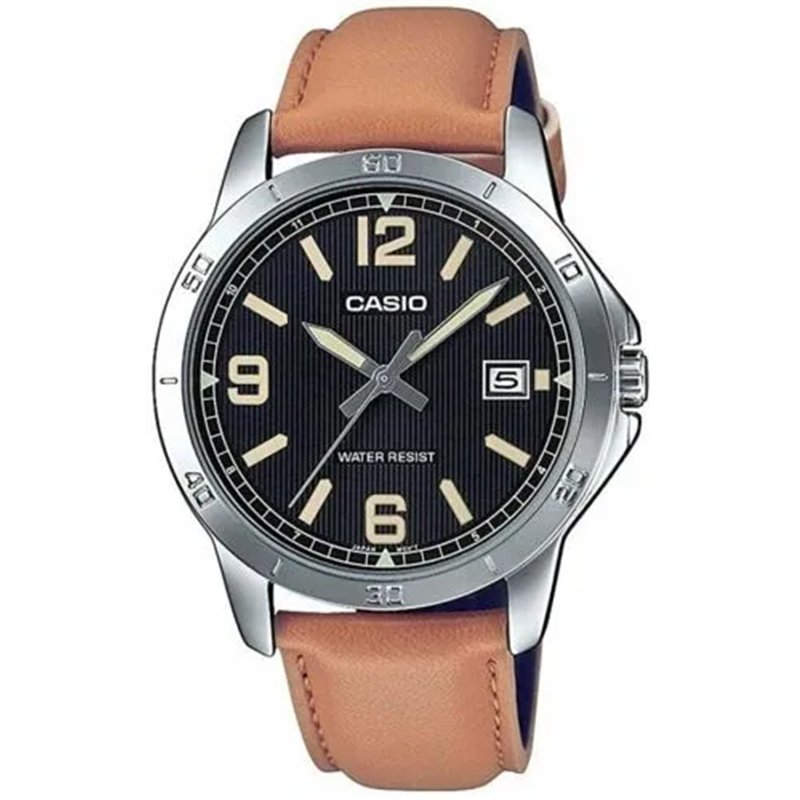 Orologio CASIO COLLECTION CASUAL DATE,  LEATHER - BLACK Uomo