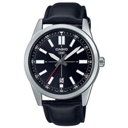 Orologio CASIO COLLECTION CASUAL DATE - LEATHER, BLACK Uomo
