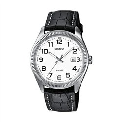 Orologio CASIO COLLECTION DATE.  LEATHER - WHITE, NUMBERS Uomo