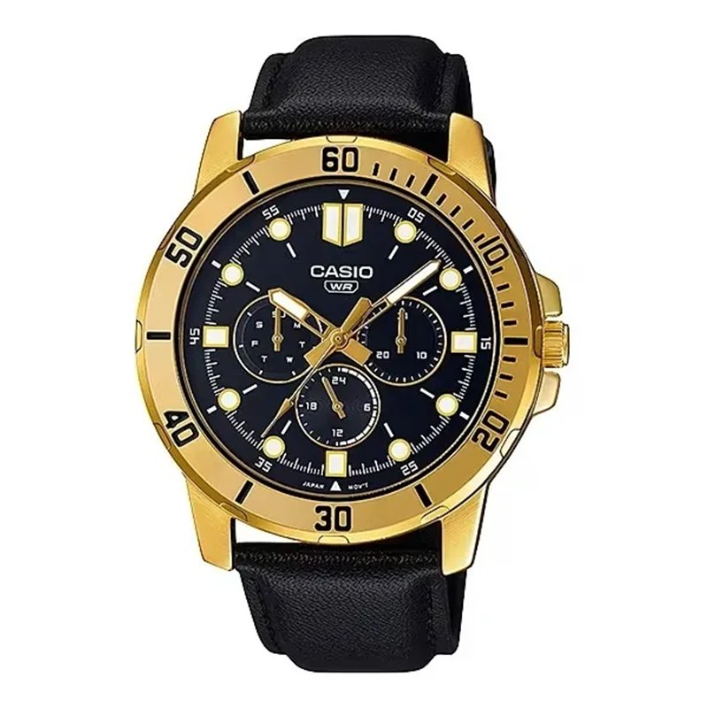 Orologio CASIO COLLECTION DIVER MULTIFUCTION, LEATHER - BLACK Uomo