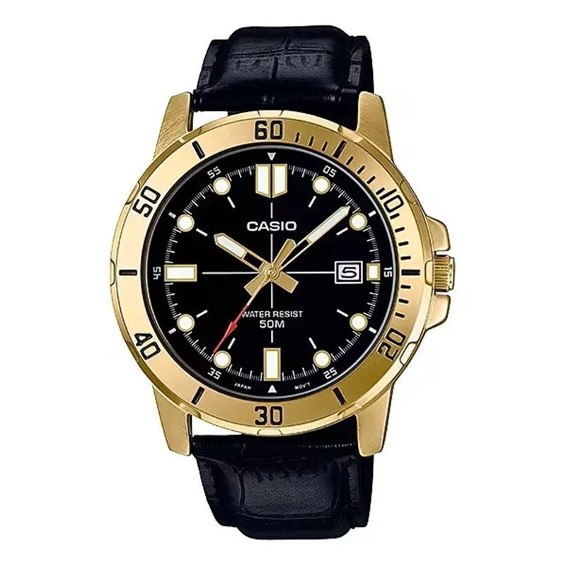Orologio CASIO SPORT COLLECTION DIVER 50M LEATHER - BLACK Uomo
