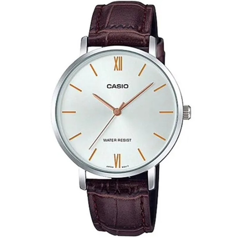 Orologio CASIO COLLECTION MINIMAL, LEATHER - SILVER Uomo