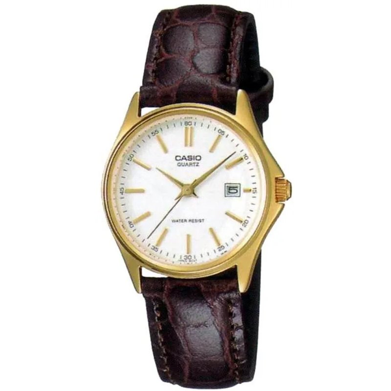 Orologio CASIO COLLECTION LADY DATE LEATHER - WHITE, GOLD INDEXES Donna