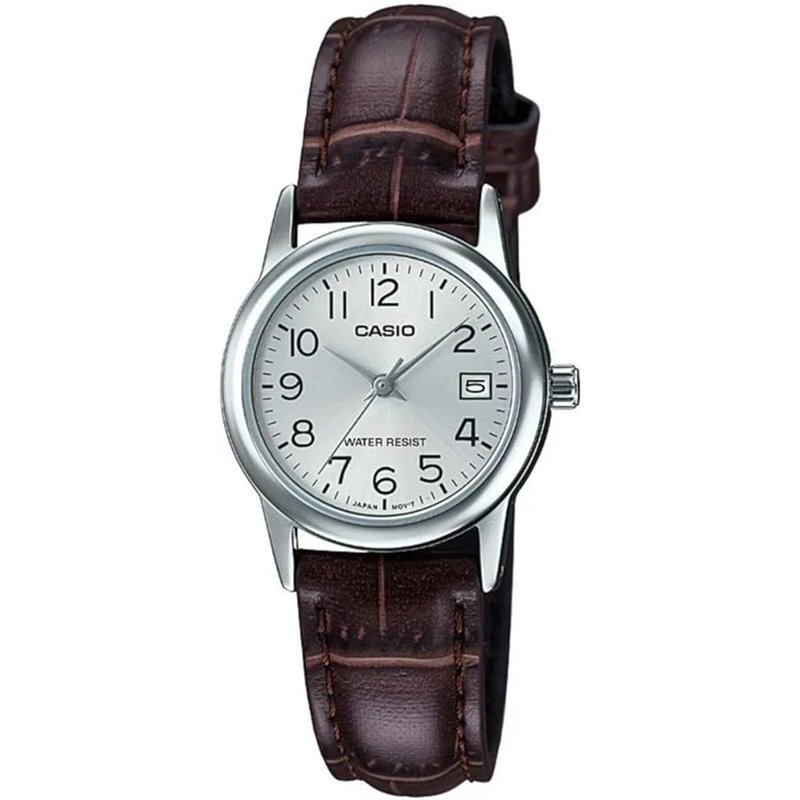 Orologio CASIO COLLECTION LADY DATE SILVER, LEATHER - ARGENTEE Donna