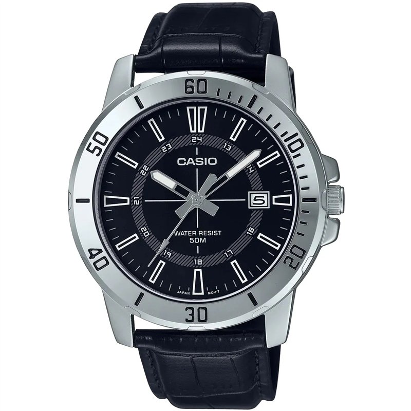Orologio CASIO SPORT COLLECTION DIVER 50M LEATHER - BLACK Uomo