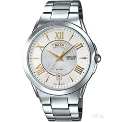 Orologio CASIO BESIDE DAY & DATE - WHITE, GOLD INDEXES Uomo